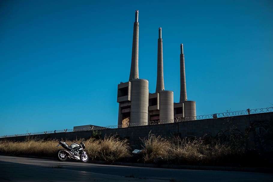 building, industry, vehicle, architecture, factory, motorbike HD wallpaper