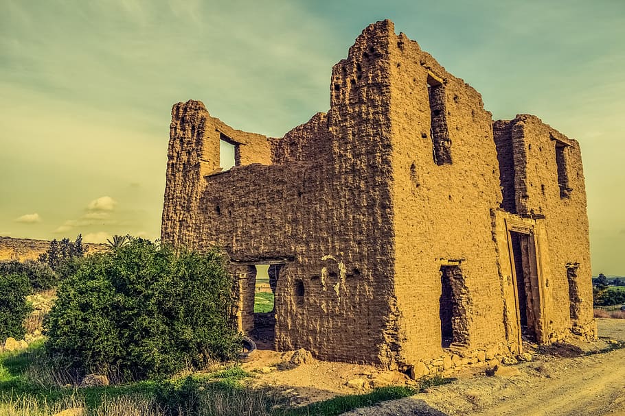 cyprus, ayios sozomenos, house, adobe built, village, abandoned HD wallpaper
