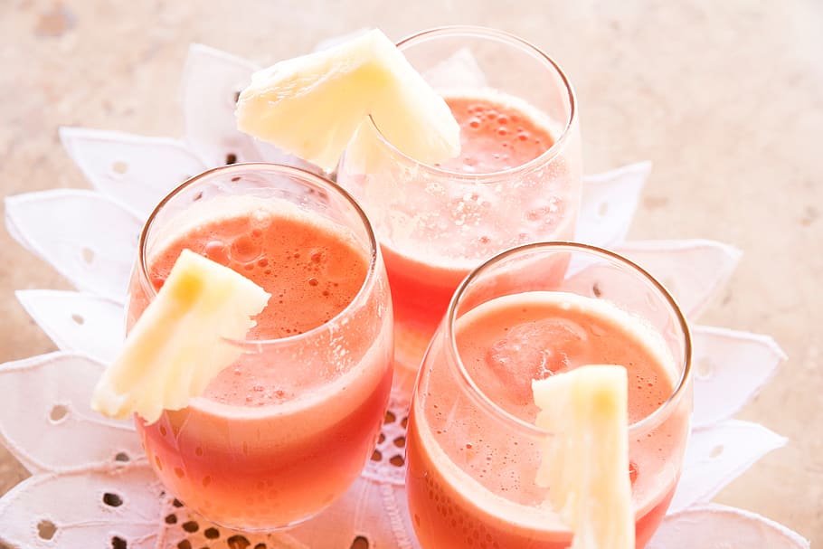 several rock glasses, drink, beverage, shake, smoothies, fruits HD wallpaper
