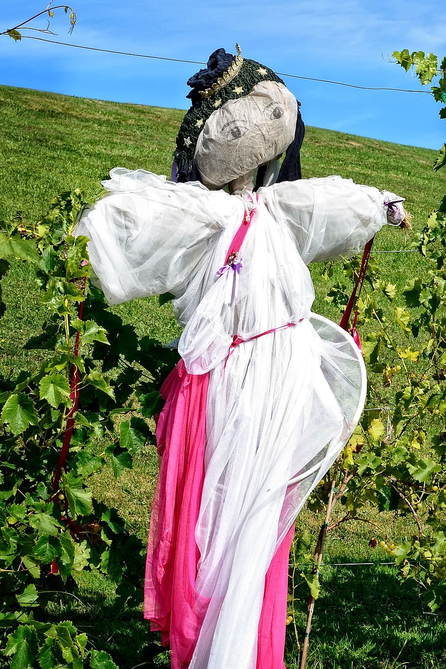 scarecrow, woman of straw, figure, silhouette, human, bird control, HD wallpaper