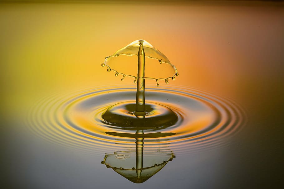 photo of body of water, drip, spray, liquid, orange, high speed HD wallpaper