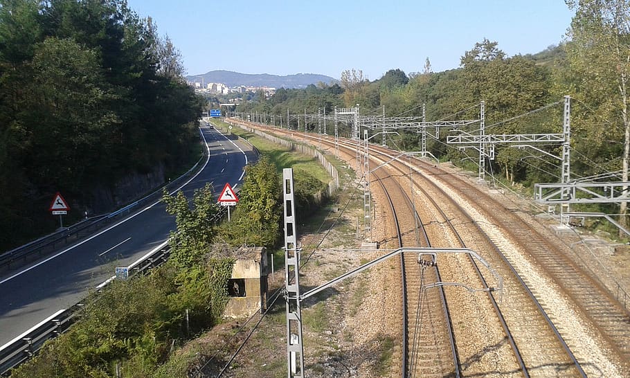 oviedo, asturias, spain, train, railway, the road, street, lead, HD wallpaper