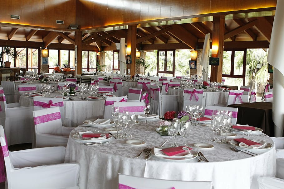 restaurant interior, wedding banquet, festival, nuptials, event, HD wallpaper