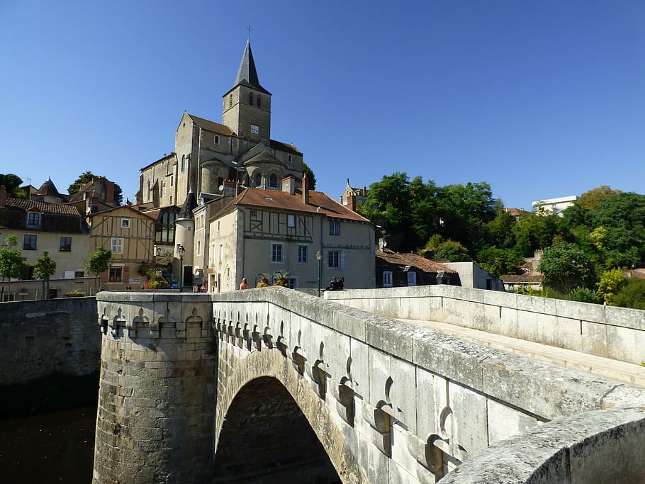montmorillon, bridge, architecture, ancient, europe, france HD wallpaper