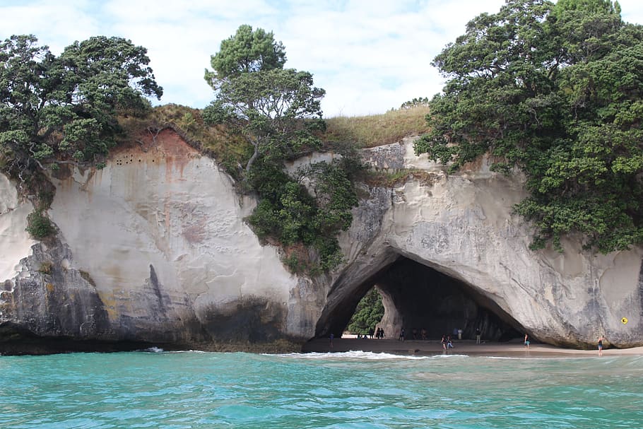 Rock, New Zealand, Sea, Nature, landscape, coast, holiday, steep, HD wallpaper