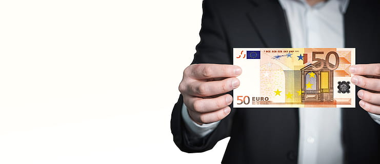 person holding 50 Euro banknote, list, office, business, suit HD wallpaper