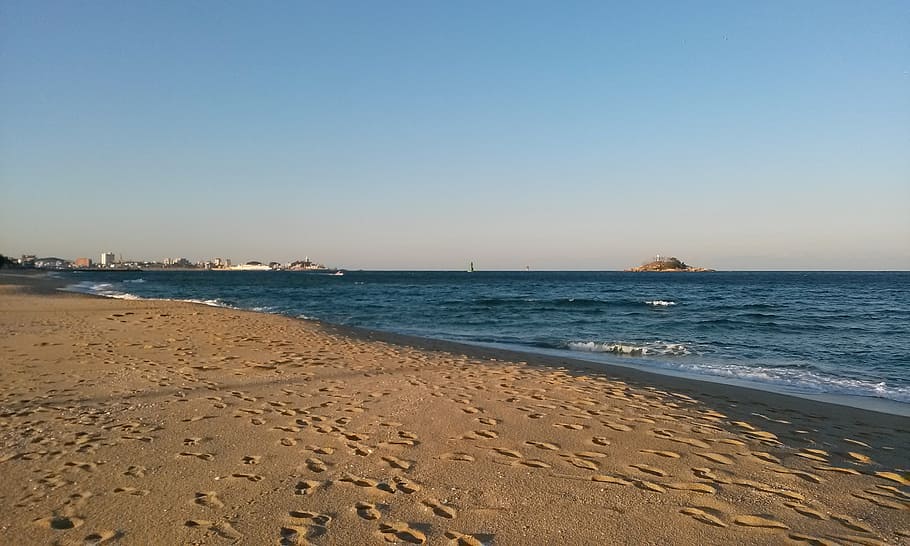 sea, beach, sandy, glow, sky, winter sea, gangwon do, sokcho HD wallpaper