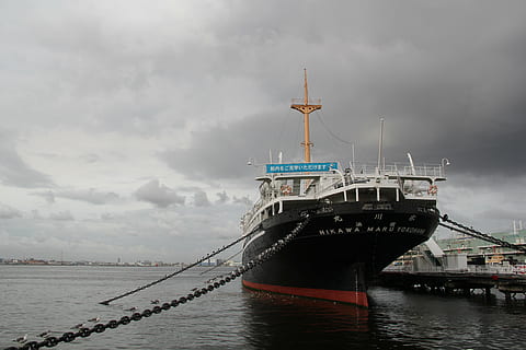 museum ship, ocean liner, berthed, yamashita park, hikawa maru HD wallpaper