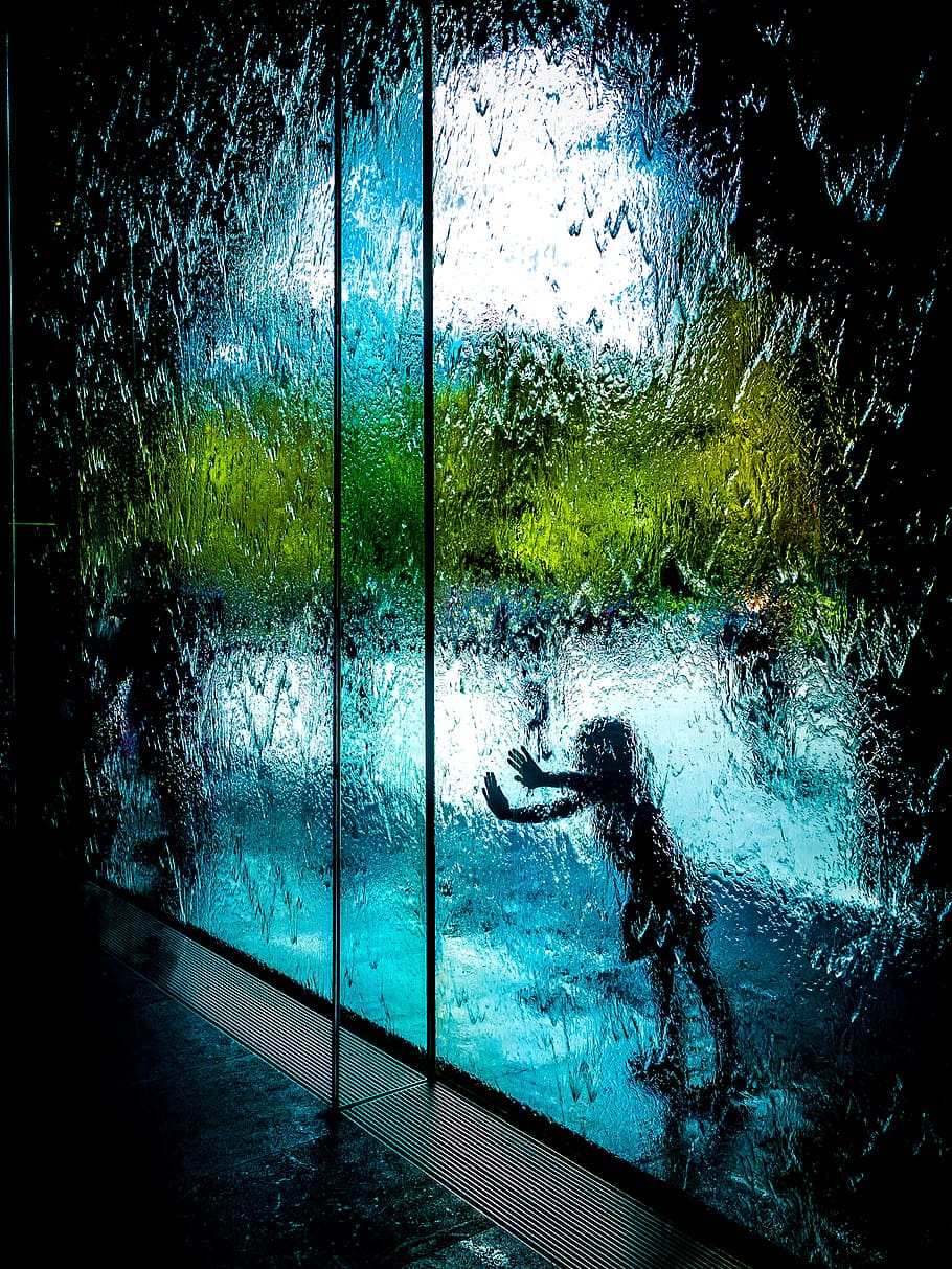 silhouette of child behind glass panel, silhouette of person behind mirror HD wallpaper