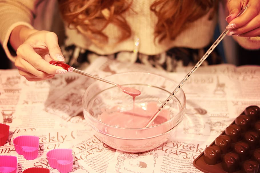 pink cream on in clear glass bowl, people, women, adult, females HD wallpaper