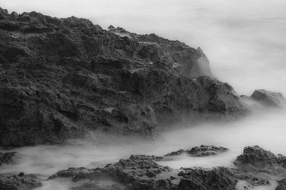 fog, sea, rock, surf, crete, chania, beach, emotional, beauty in nature HD wallpaper