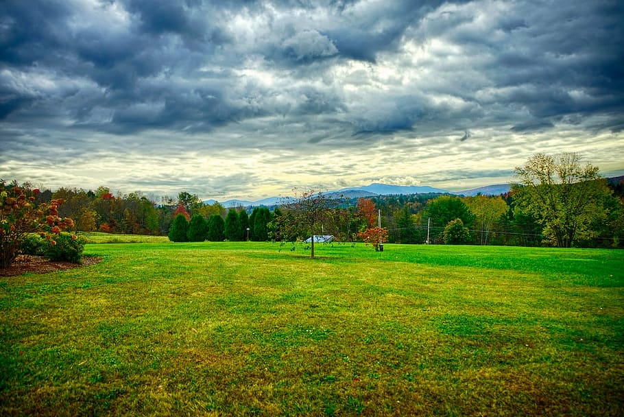 fall, foliage, mountains, sky, clouds, autumn, nature, landscape HD wallpaper