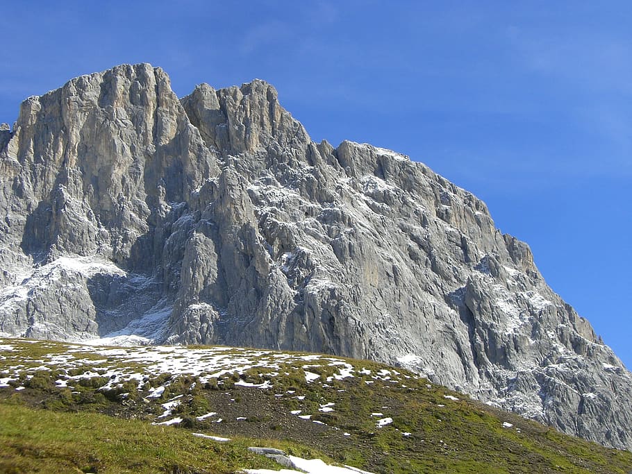 Mountains, Snow, Solid, Rock, nature, outdoors, rock - object HD wallpaper