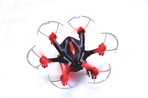 quadrocopter, aircraft, uav, remotely controlled, illuminated HD wallpaper