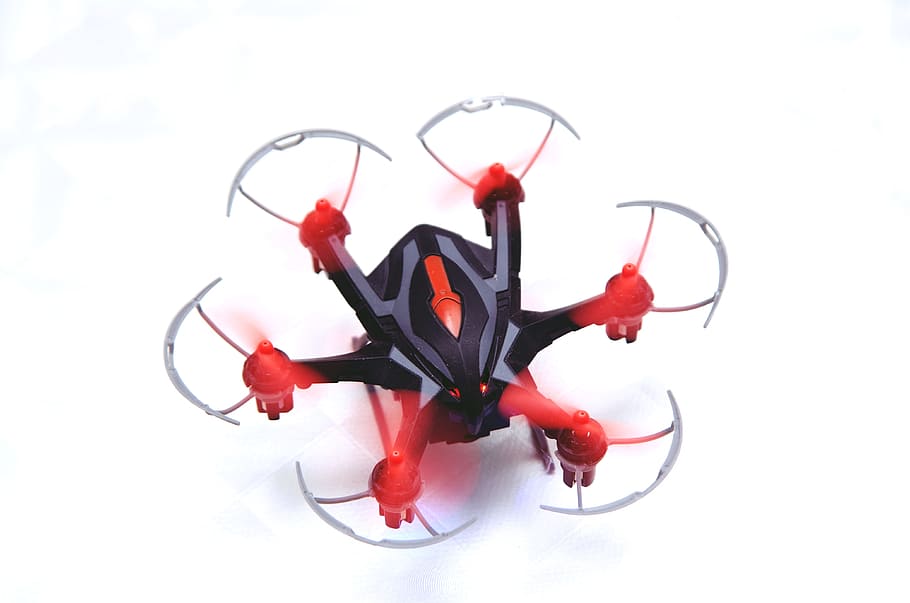 quadrocopter, aircraft, uav, remotely controlled, illuminated HD wallpaper