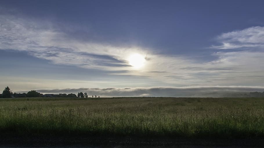 Sky, Sunrise, Meadow, Clouds, Nature, morgenstimmung, landscape HD wallpaper