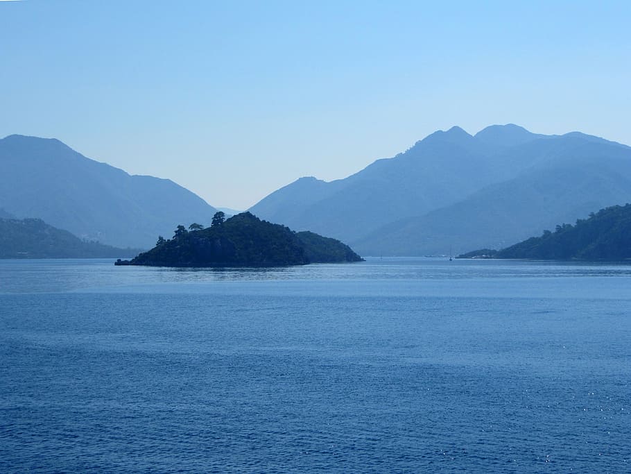 turkey, marmaris, sea, impressions, mountains, blue, water, HD wallpaper