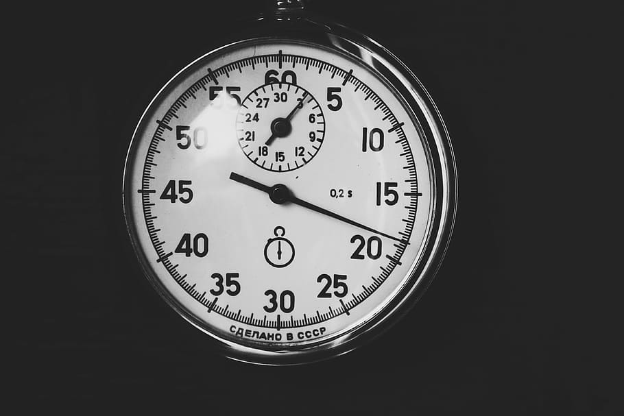 silver-colored pocket watch, time, stopwatch, clock, start HD wallpaper