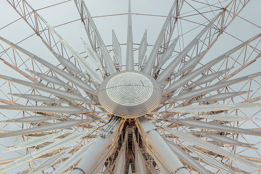 gray metal Ferris wheel during daytime, circle, swirl, star, built structure, HD wallpaper