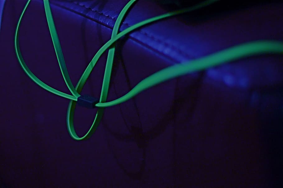 green, cord, music, cable, wire, ear buds, ear phones, technology, HD wallpaper