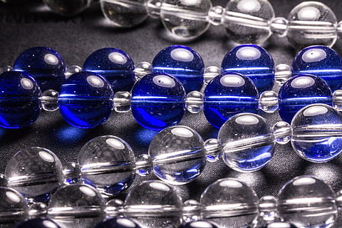 Blue, Glass, Glass, Beads, String, Clear, Shiny, color, macro HD wallpaper