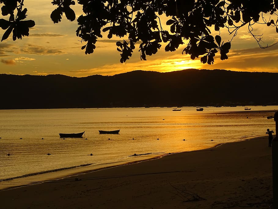 Dusk, Twilight, Beach, Landscape, mar, sunset, horizon, sol HD wallpaper