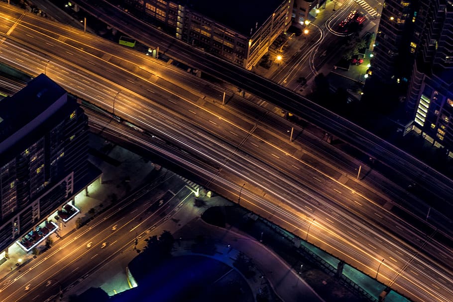 architecture, buildings, infrastructure, dark, night, lights HD wallpaper