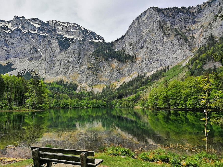 austria, lake, nature, mountain, beauty in nature, water, scenics - nature HD wallpaper