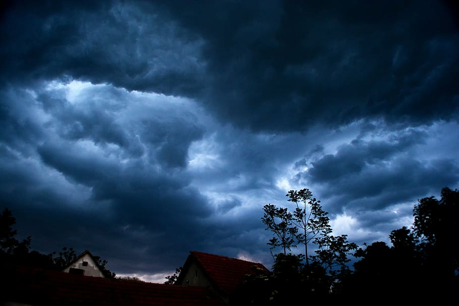 storm, cloud, rain, cloud - sky, storm cloud, tree, architecture HD wallpaper