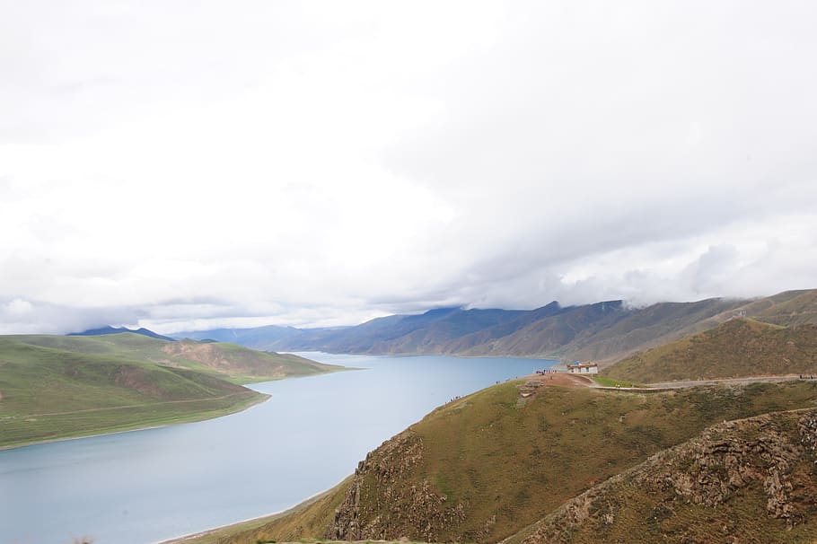 yamdrok tso, lagoon, tibet, scenics - nature, beauty in nature, HD wallpaper