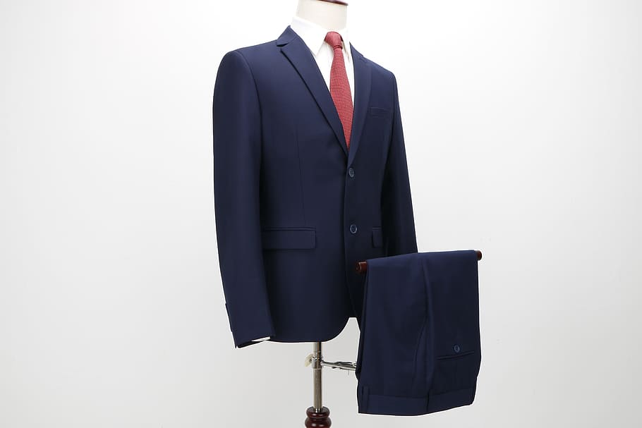 blue notched lapel suit jacket on torso mannequin, suits, men's suits HD wallpaper