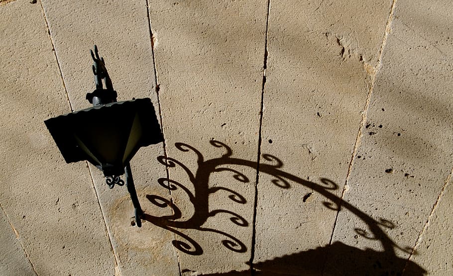 lamp, light, shadow, wall, design, wall - building feature HD wallpaper