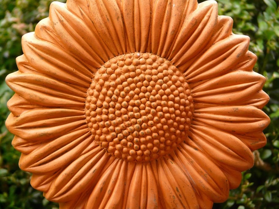 Sun Flower, Ceramic, Reddish, Sound, garden, decor, garden decor HD wallpaper