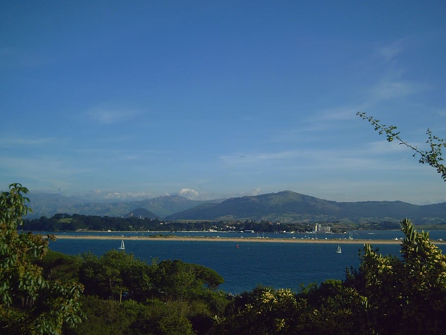 bay, santander, cantabria, water, sky, mountain, scenics - nature HD wallpaper