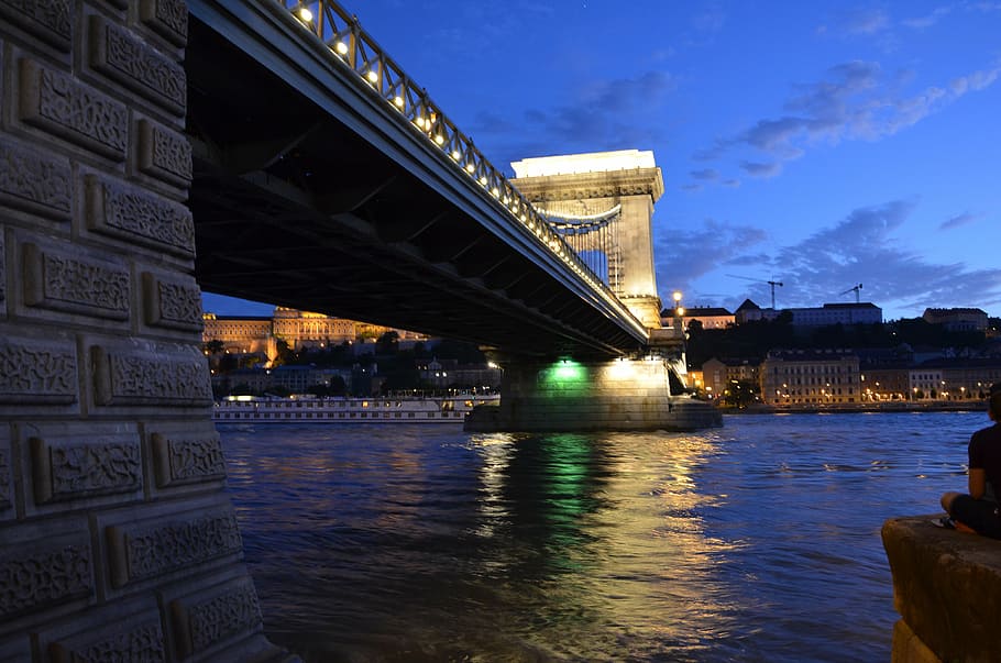 chain bridge, danube, budapest, architecture, built structure HD wallpaper