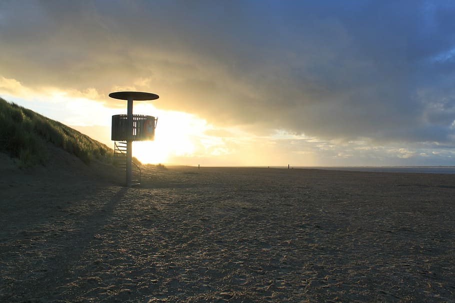 beach, sea, dune, sunset, north sea, nature, sky, cloud - sky HD wallpaper