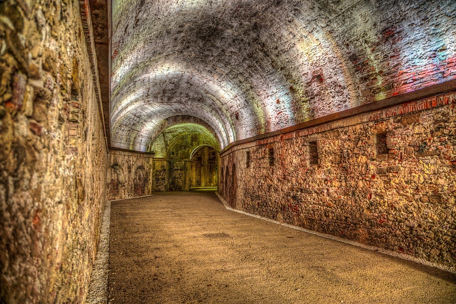 brown brick tunnel, cave, corner, lucca, rock, stone, grotto HD wallpaper