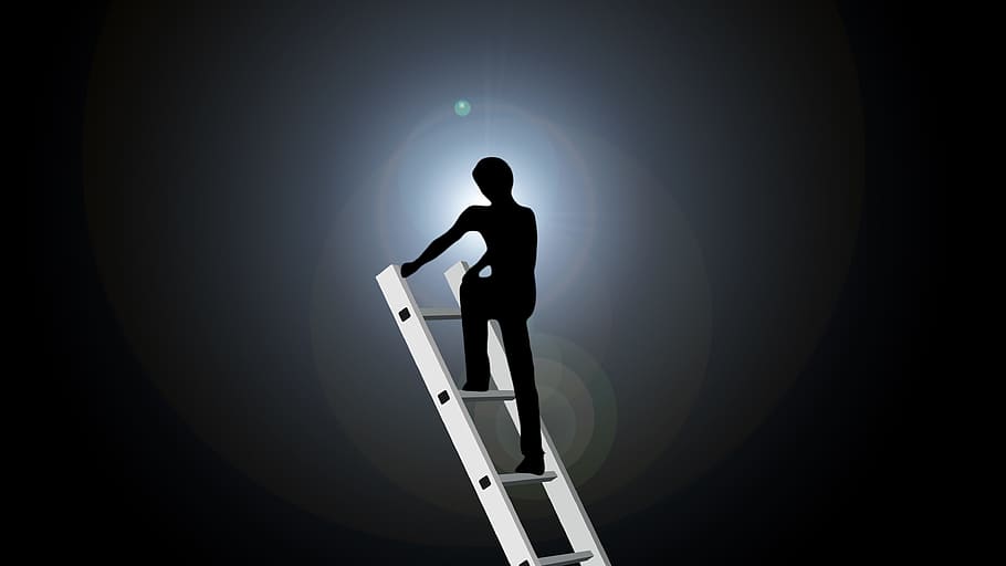 3d Ladder On Yellow Wall Background Stock Photo  Download Image Now   Ladder Growth Abstract  iStock
