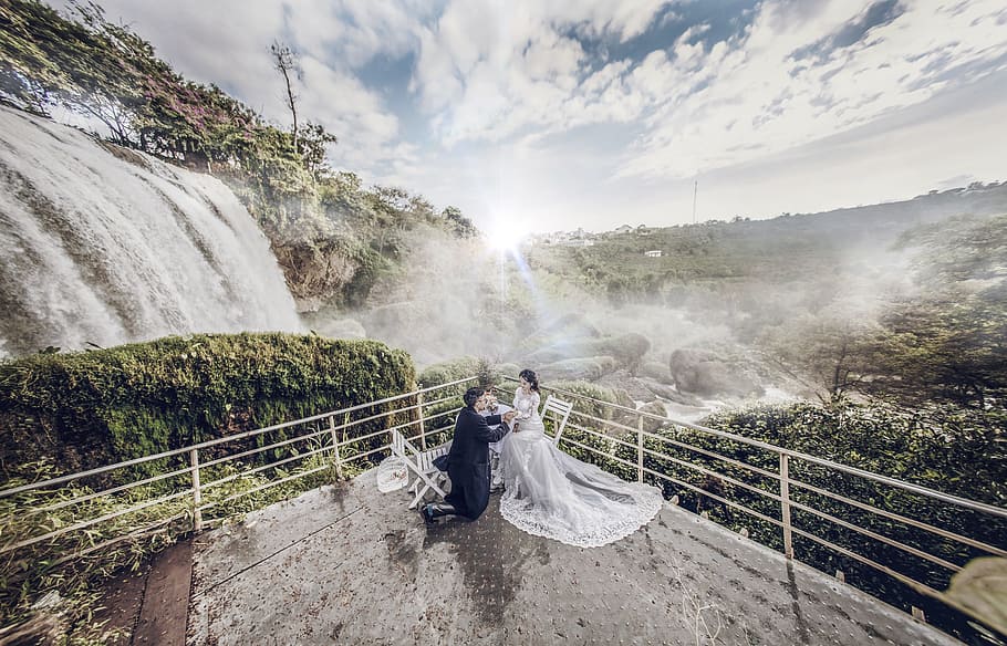 elephant waterfall, dalat, vietnam, write, male, the beauty HD wallpaper