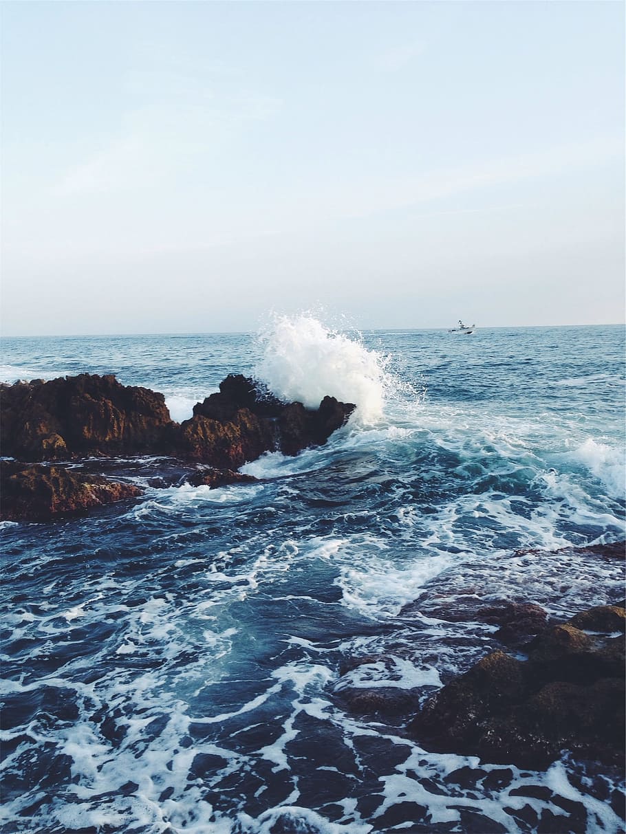 waves, ocean, sea, water, splash, motion, beauty in nature HD wallpaper