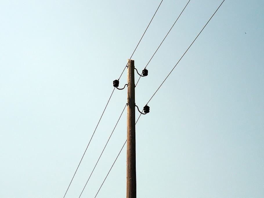 line, power line, power poles, mast, phone, analog communication, HD wallpaper