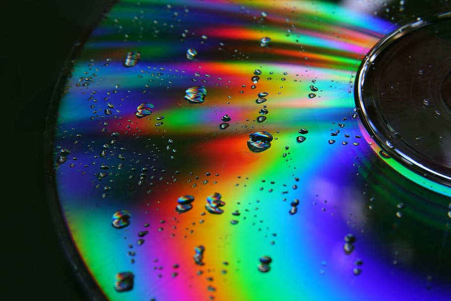 Cd, Dvd, Disc, Drops, Rainbow, Colors, rainbow colors, disk, HD wallpaper