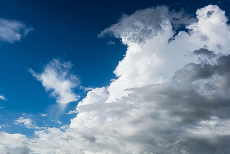 blue sky, clouds, cloudporn, weather, lookup, skies, skyporn HD wallpaper