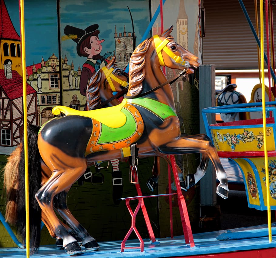 carousel, seahorses, fair, arts culture and entertainment, amusement park HD wallpaper