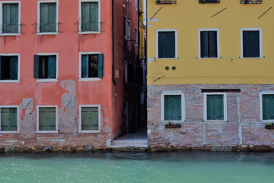 Houses, Colours, Colorful, Venice, Canal, home, building, architecture, HD wallpaper