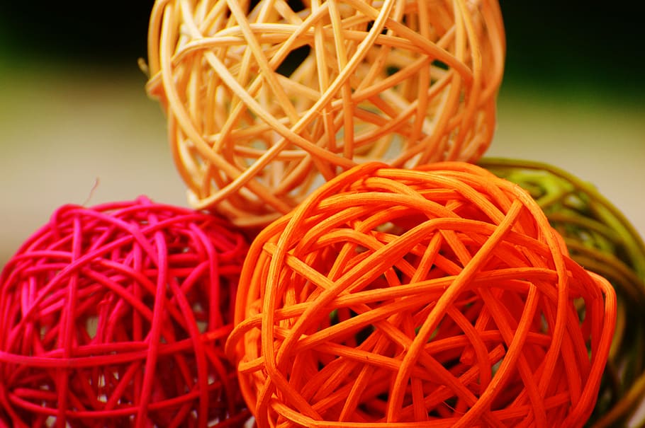 balls, wood, braid, decoration, colorful, craft, multi Colored HD wallpaper