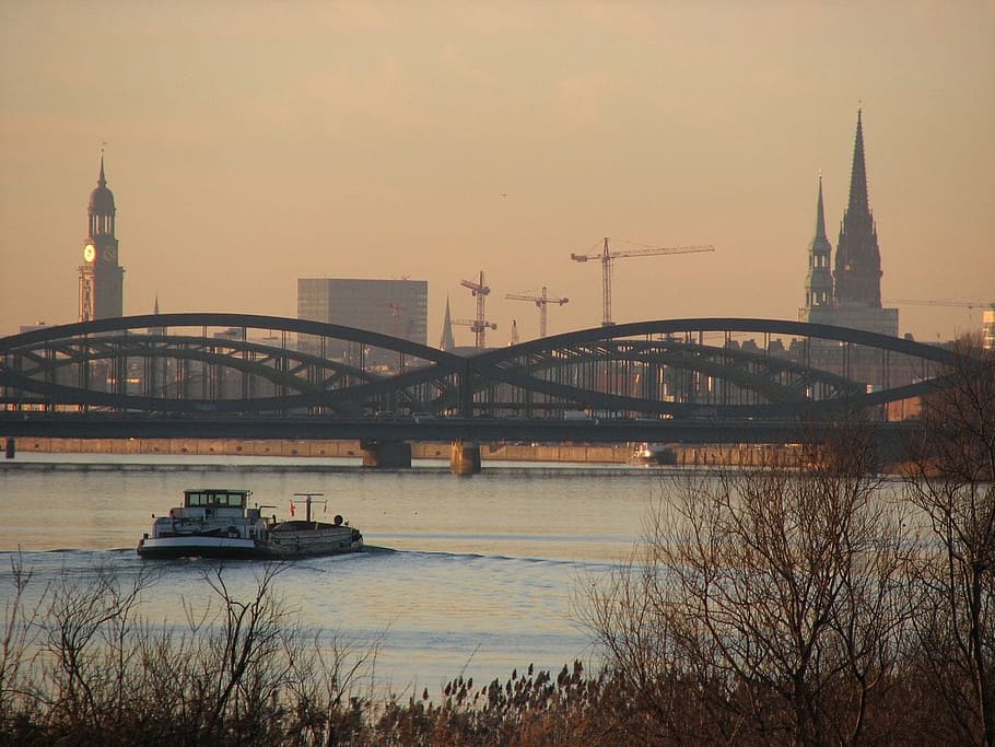 new elbe bridge, hamburg, germany, saxony, europe, lenticular bridge HD wallpaper