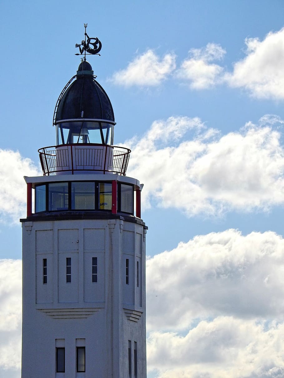 lighthouse, building, tower, beacon, architecture, sky, north sea, HD wallpaper