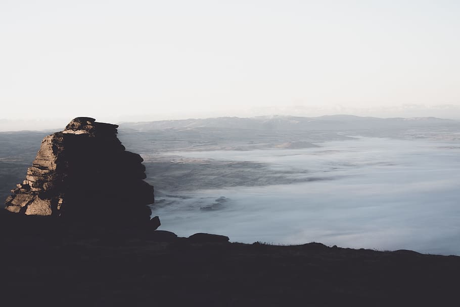 silhouette photo of rocky formation, Tomb, the clouds, landscape HD wallpaper