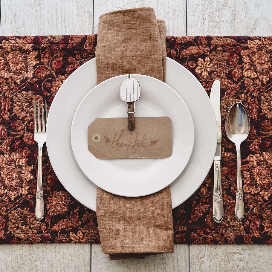 dinner dining set, thankful, from above, table setting, place setting, HD wallpaper